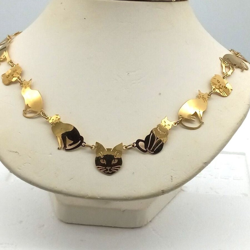 Unique Wild Bryde Gold Plated Cat Necklace